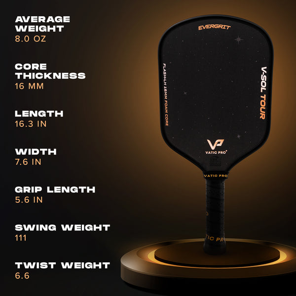 VATIC PRO V-Sol Tour with Evergrit (Flash-LH) (16mm) (Includes Paddle Cover)